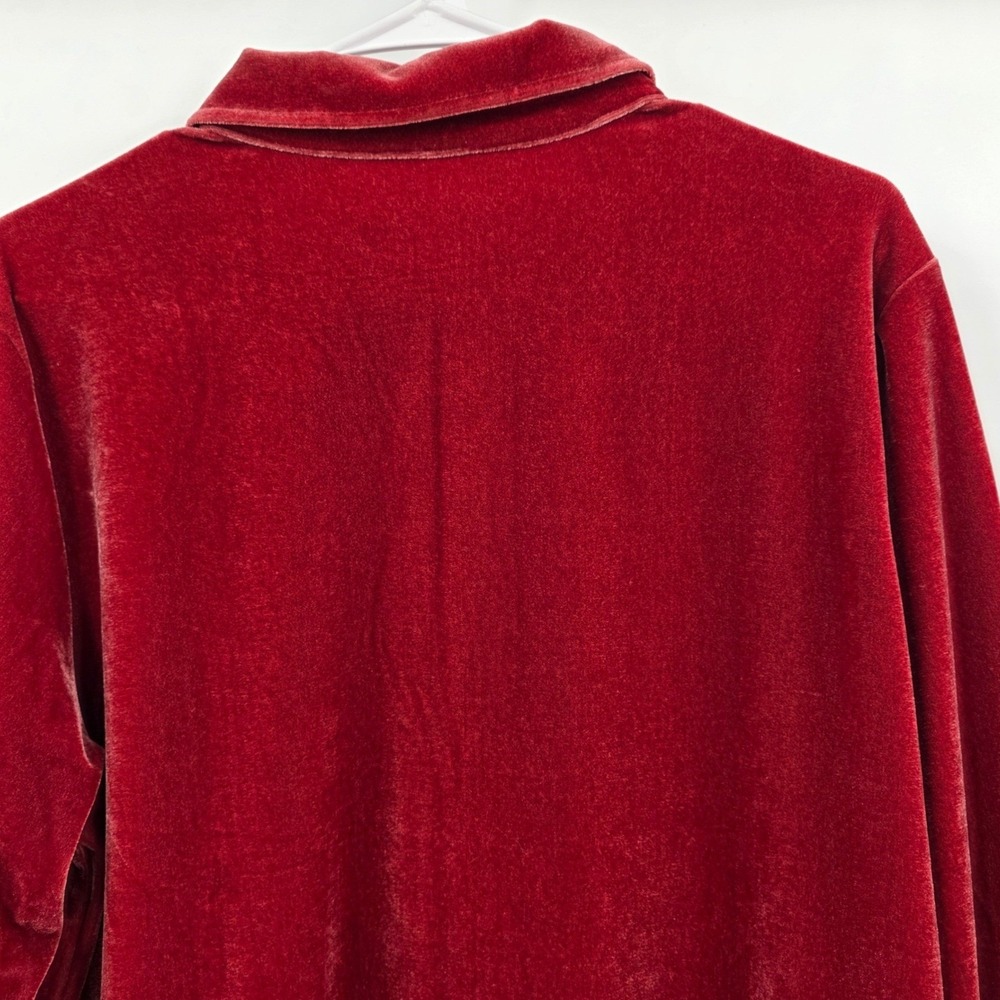 SOFT SURROUNDINGS VELVET BOYFRIEND TUNIC SHIRT WOMENS PETITE LARGE RED BUTTON UP - Picture 6 of 14